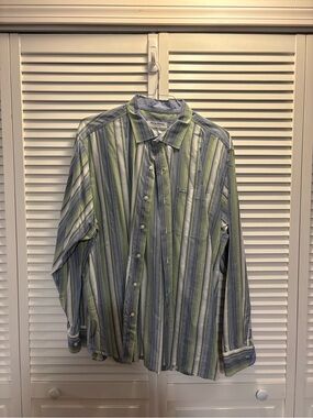 Tommy Bahama Striped Casual Button-Down Shirt - Green & Blue